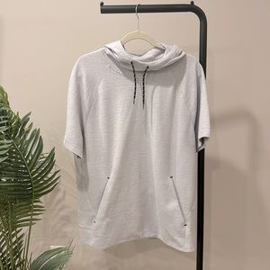 Dynamic Fleece Textured Rib-Knit Short-Sleeve Pullover Hoodie for Men
